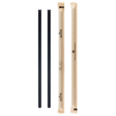 Trinkhalme aus Papier dick einzeln gehüllt schwarz Ø8mm 25cm 