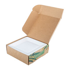 Preview: 50x Teller aus Bagasse, naturweiß, quadratisch 16.5cm, 50Stk.