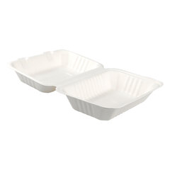 Preview: 25x Menüboxen aus Bagasse, naturweiß, 23x15cm, 25Stk.