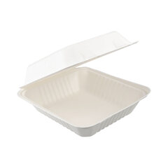 25x Menüboxen aus Bagasse, naturweiß, 22x20cm, 25Stk.