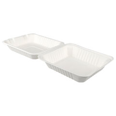Preview: 25x Menüboxen aus Bagasse, naturweiß, 22x20cm, 25Stk.