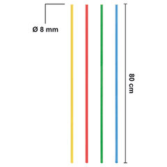 Preview: Trinkhalme aus Papier extra lang bunt Ø8mm 80cm 