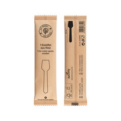 Preview: 600x Eislöffel aus Holz in Papier gehüllt 9.5cm