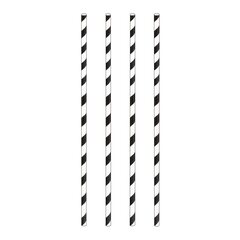 100x Trinkhalme aus Papier schwarz gestreift Ø6mm 21cm