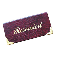 25x Tischaufsteller "Reserviert" aus Kunstleder weinrot 13x6.5cm