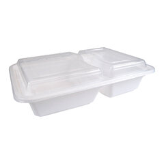 100x Mehrweg Menüboxen wiederverwendbar PP mit Deckel 2-geteilt weiß 22x15x6cm