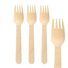 100x Gabeln aus Holz 16cm