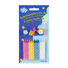 24x Geburtstagskerzen und Halter 6cm