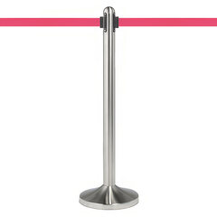 1x Leitsystem aus rostfreiem Stahl einziehbares Band in rot mit Fußteil 100 cm