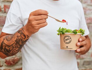 Preview: 25x BIO Suppenbecher ToGo Verpackung aus Karton 250ml Ø9cm bis 100°C