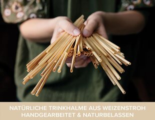 Preview: 100x Trinkhalme aus Stroh natur Ø3-5mm 15cm