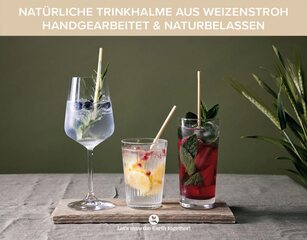 Preview: 100x Trinkhalme aus Stroh natur Ø3-5mm 15cm