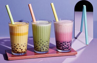 Preview: Trinkhalme aus Papier für Bubble Tea pastellbunt Ø12mm 21cm 