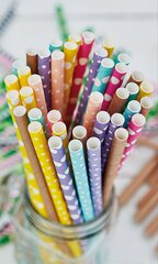 Preview: Trinkhalme aus Papier dick schwarz Ø8mm 25cm 