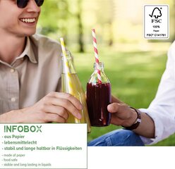 Preview: Trinkhalme aus Papier dick bunt Ø8mm 25cm 