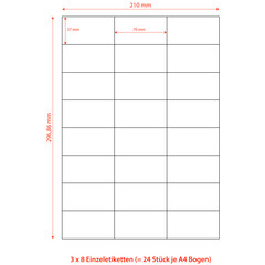 Preview: 120000x Etiketten Labels selbstklebend weiß 70 x 37.1mm auf DIN A4