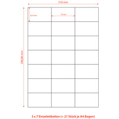 Preview: 105000x Etiketten Labels selbstklebend weiß 70 x 42.3mm auf DIN A4