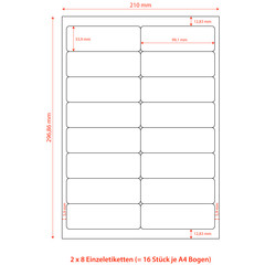 Preview: 80000x Etiketten Labels selbstklebend weiß 99.1 x 33.9mm auf DIN A4