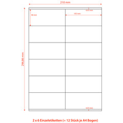 Preview: 12000x Etiketten Labels selbstklebend weiß 105 x 48mm auf DIN A4