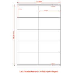 Preview: 10000x Etiketten Labels selbstklebend weiß 105 x 57mm auf DIN A4