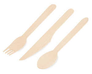20x Bestecksets aus Holz biologisch abbaubar Gabeln Löffel Messer 