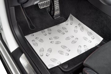 250x Fußraumschoner Einweg-Fußmatten Folienbeschichtetes Papier bedruckt 380mm x 500mm