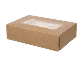 150x Fensterkarton Cateringkarton Geschenkkarton Transportkarton mit Sichtfenster 19 x 13 x 5 cm