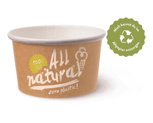 Preview: 11000x BIO Eisbecher Pappe FSC® 360 ml ALL NATURAL ohne Kunststoffbeschichtung
