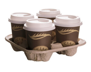 Preview: 90x Getränkehalter Tragetablett Becherhalter 4 Becher Coffee to Go 21x21cm 