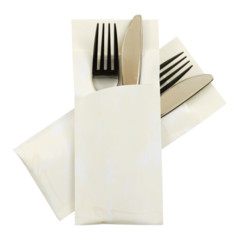 50x Pochetto Bestecktaschen 200x85mm creme marmor inkl. Serviette 