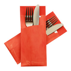 1560x Pochetto Bestecktaschen 200x85mm orange marmor inkl. Serviette