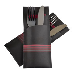 28080x Pochetto Bestecktaschen 200x85mm schwarz bordeauxrot Streifen Serviette