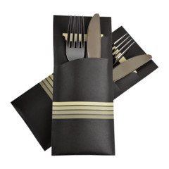 28080x Pochetto Bestecktaschen 200x85mm schwarz champagner Streifen Serviette
