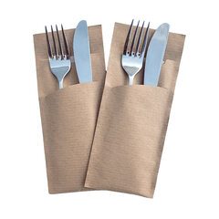50x Pochetto Bestecktaschen 200x85mm PURE Natronkraft mit Serviette braun 
