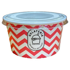 10000x Eisbecher aus Papier Zick Zack Motiv rot 180 ml 6oz mit Deckel