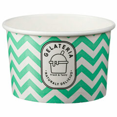 50x Eisbecher aus Papier Zick Zack Motiv grün 235 ml 8oz