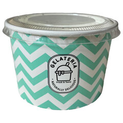 10000x Eisbecher aus Papier Zick Zack Motiv grün 235 ml 8oz mit Deckel