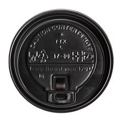Preview: Domdeckel mit Verschlußklappe schwarz für Pappbecher COFFEE TO GO 80mm Ø 
