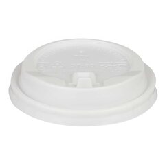 Preview: Domdeckel mit Verschlußklappe weiß für Pappbecher COFFEE TO GO 80mm Ø 