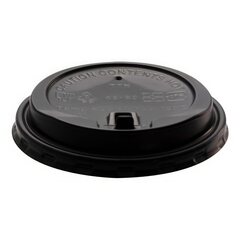 Preview: 1000x Domdeckel mit Verschlußklappe schwarz für Pappbecher COFFEE TO GO 90mm Ø