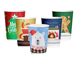 Pappbecher Heißgetränkebecher doppelwandig WEIHNACHTSMIX 200ml (max 270ml) 