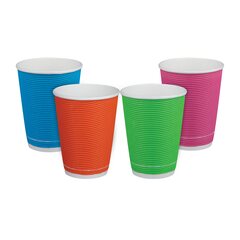 25x Pappbecher Heißgetränkebecher doppelwandig Farbmix geriffelt 200ml (max 270ml)