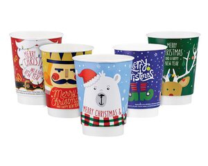 500x Pappbecher Heißgetränkebecher doppelwandig WEIHNACHTSMIX 300ml 330ml