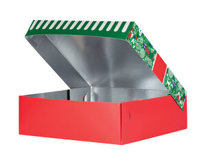 Preview: 750x Keksbox Gebäckkarton mit Alubeschichtung "Weihnachten" 250 x 250 x 80mm