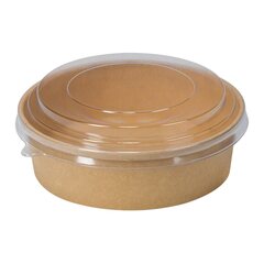 50x Salatschalen 1100ml aus Kraftpapier braun inkl. Deckel transparent rPet