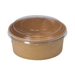 50x Salatschalen  500ml aus Kraftpapier braun inkl. Deckel transparent rPet