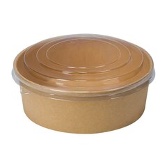 50x Salatschalen  750ml aus Kraftpapier braun inkl. Deckel transparet rPet
