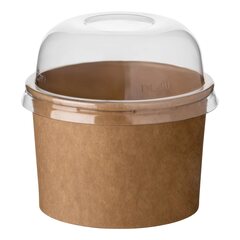10000x Eisbecher aus Kraftpapier FSC® rund 230 ml braun mit transparentem Domdeckel