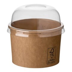 Preview: 10000x Eisbecher aus Kraftpapier FSC® rund 230 ml braun mit transparentem Domdeckel