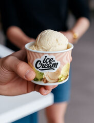 Preview: 50x Eisbecher 140 ml bedruckt "ICE CREAM" Ø70 mm 50 Stück